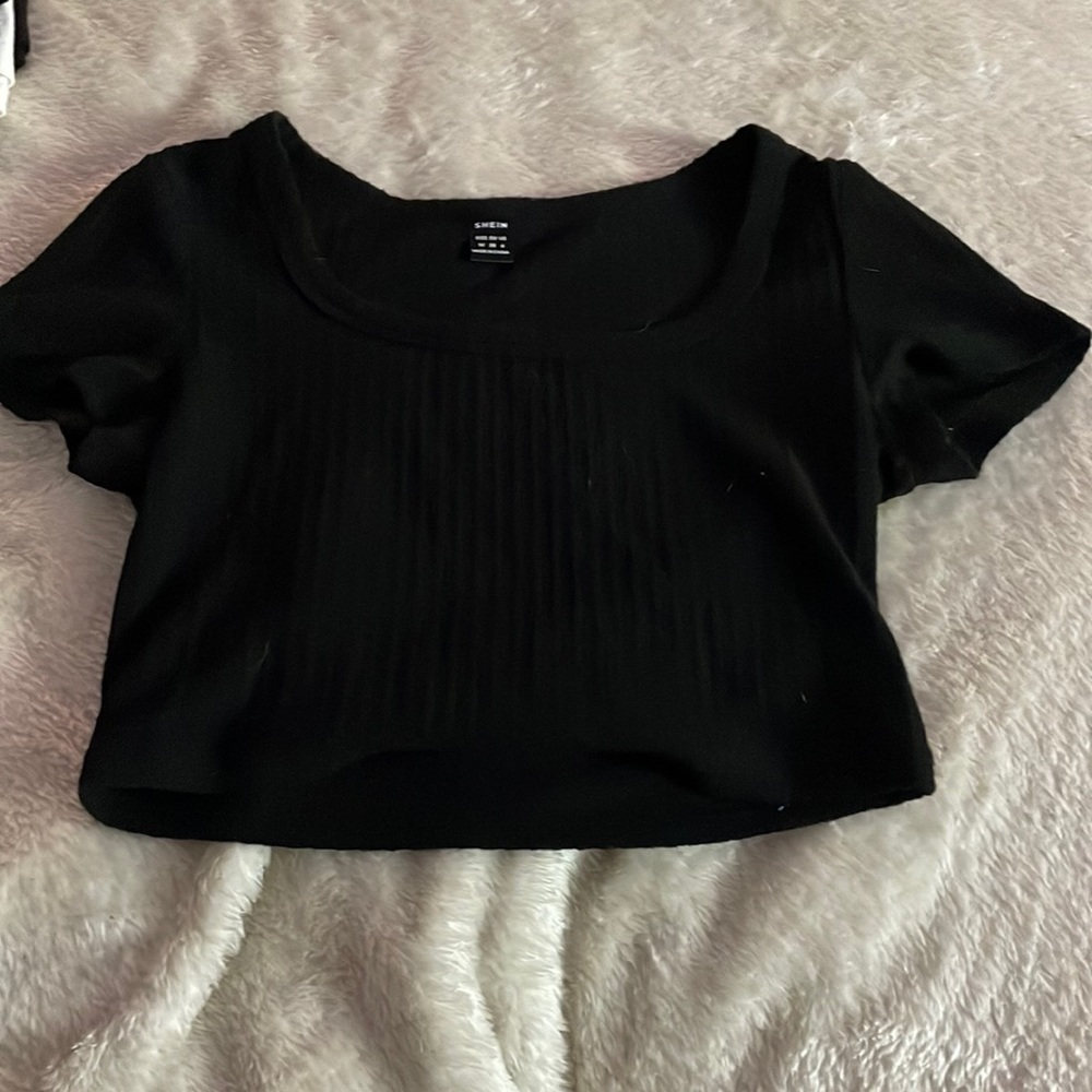 black SHEIN crop tee